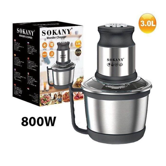 كبة صغيرة سوكاني ، سعة 3 لتر ، 800 وات ، اسود وفضي - SK-7027