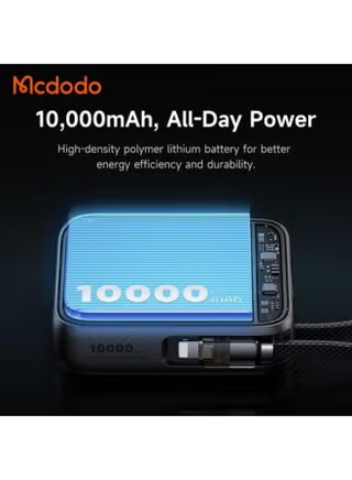 Mcdodo Wired Wired Power Bank with 2 Built-in Cables , 10000 mAh 1 Ports , Black , MC-2550
