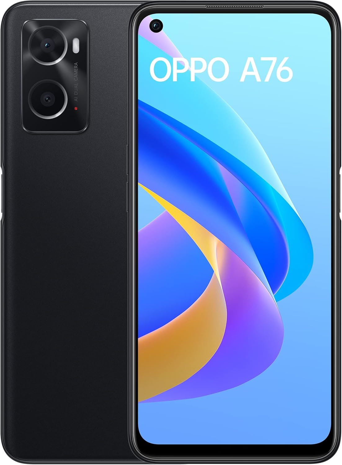 Oppo A76 , 128 GB , 6 GB , 4G LTE , Dual-SIM - Glowing Black
