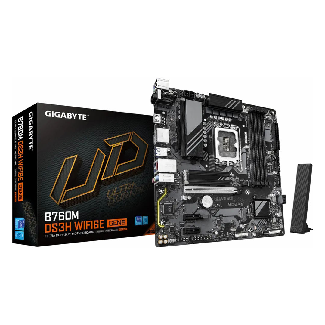 Gigabyte Gigabyte B760M DS3H WIFI6E GEN5 Motherboard , Intel mATX Black