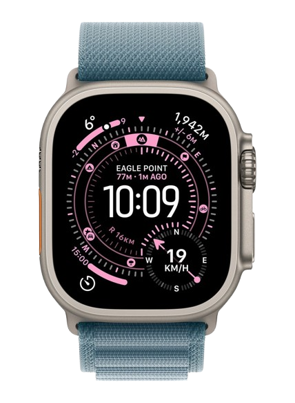 Apple Ultra 3 Smart Watch, M/L Band , 49 Millimeter Natural Titanium and Light Blue Alpine