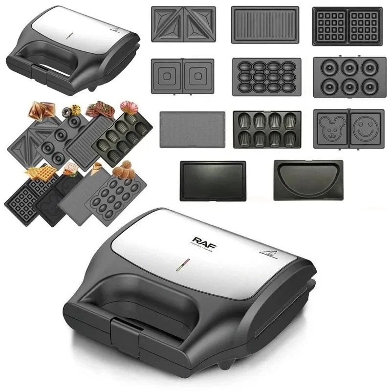 Raf Sandwich, Grill and Waffle Maker 800 Watt Black - R.551
