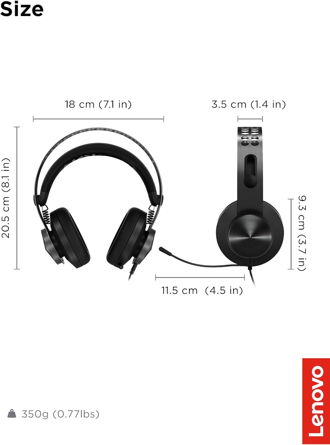 Lenovo Legion H500 Pro Wired Gaming Headset with Microphone , Black - GXD0T69864