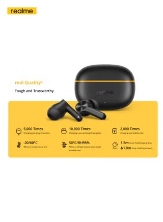 ايربودز ريلمي بادز T200 لايت ، خاصية إلغاء الضوضاء النشطة ، اسود - RMA2415-A