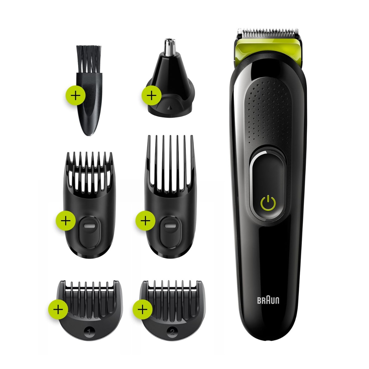 Braun Hair Trimmer with Attachments , Black - MGK3221