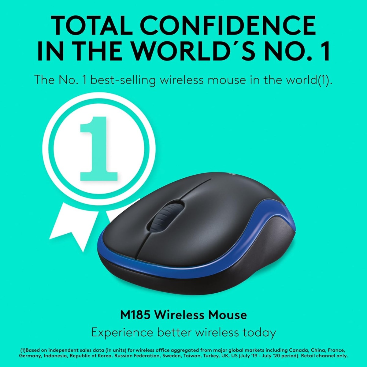 Logitech M185 Wireless Mouse , Black Blue - 910-002236