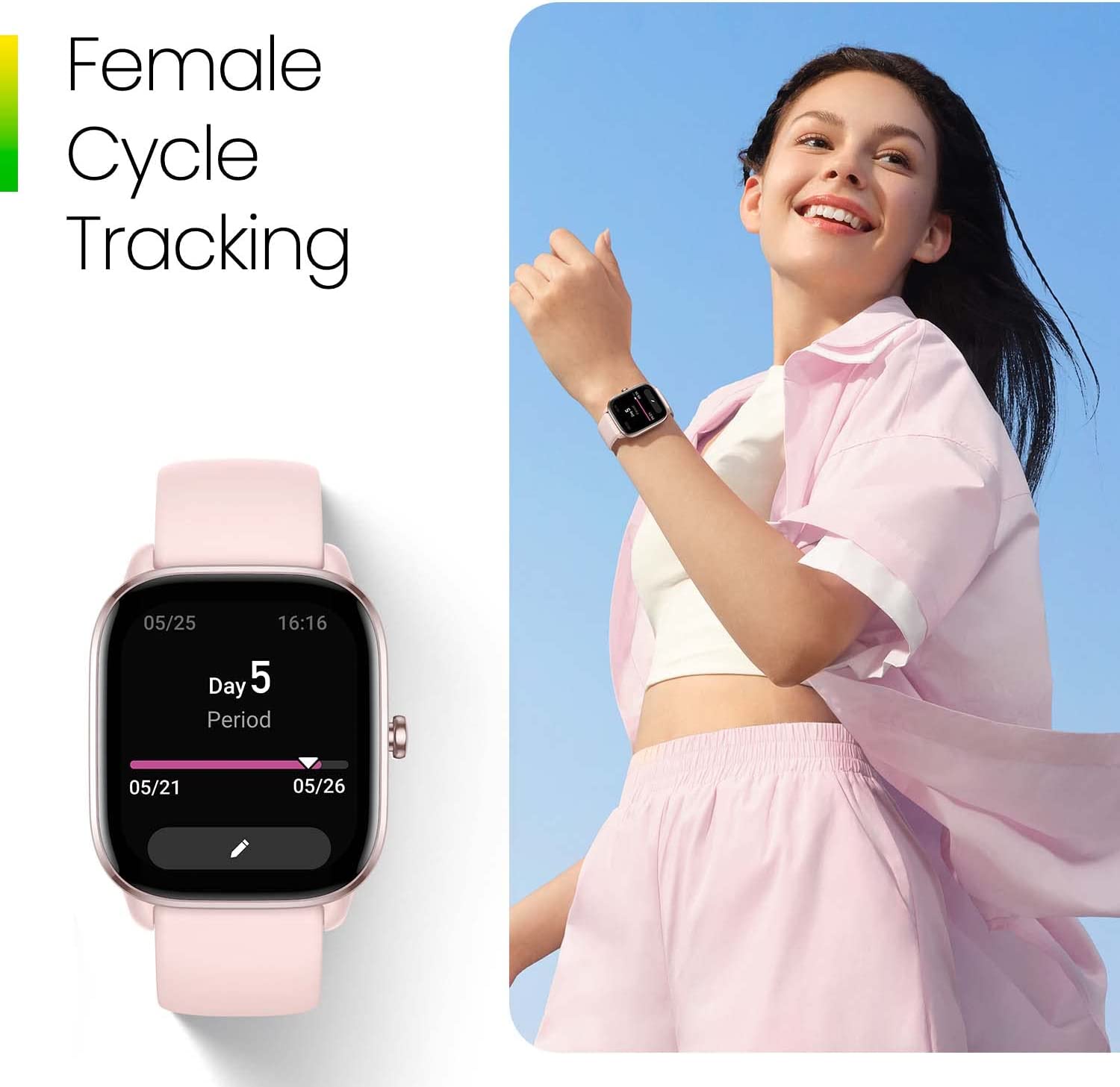 Amazfit GTS 4 Mini Smart Watch , 1.65 Inch Flamingo Pink