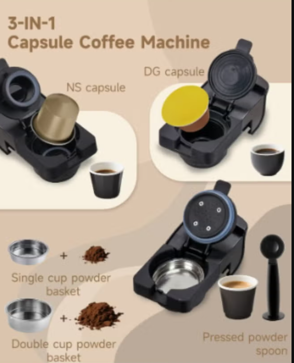 Bomidi 3 in 1 Espresso Machine , 700 milliliter 4 Cups , Black - CM01