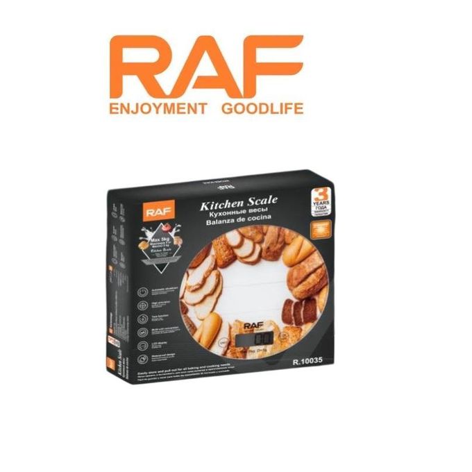 ميزان مطبخ ديجيتال راف ، حمولة 5 كجم ، ابيض وبني - R.10035