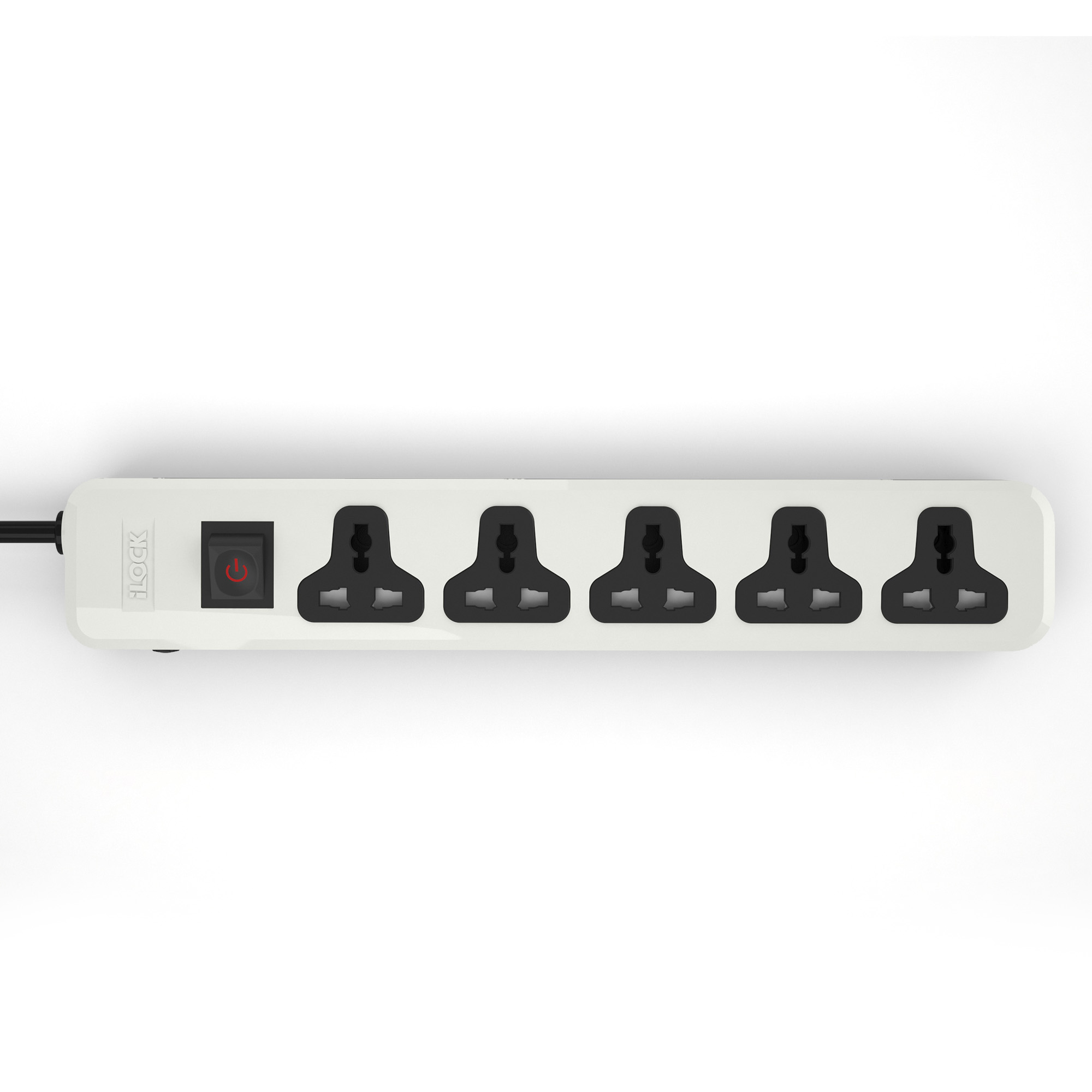 Ilock Power Strip ,5 Ports ,Universal outlets ,2860 Watt ,White Black