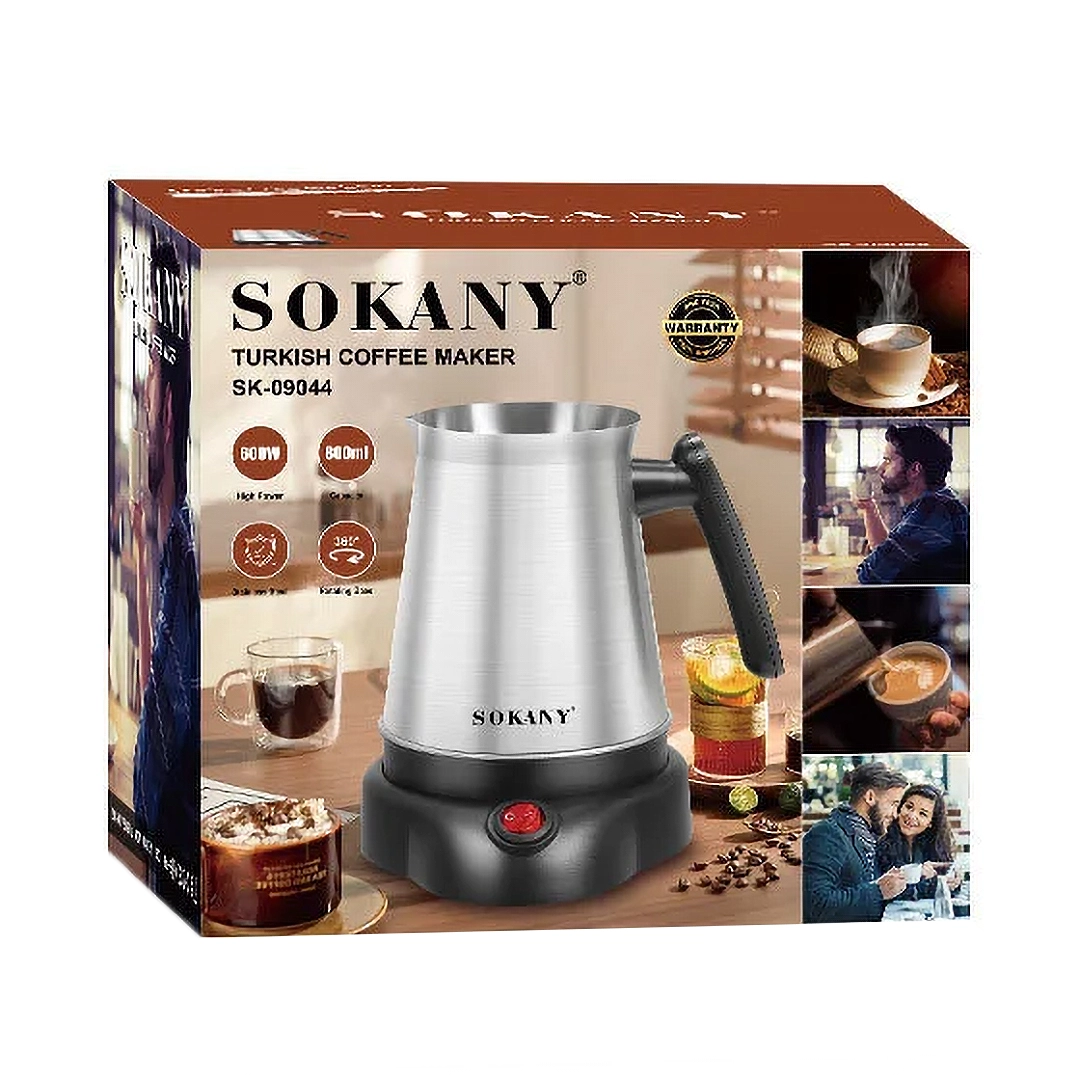 Sokany Turkish Coffee Maker , 800 milliliter 600 Watt Stainless Steel - SK-09044