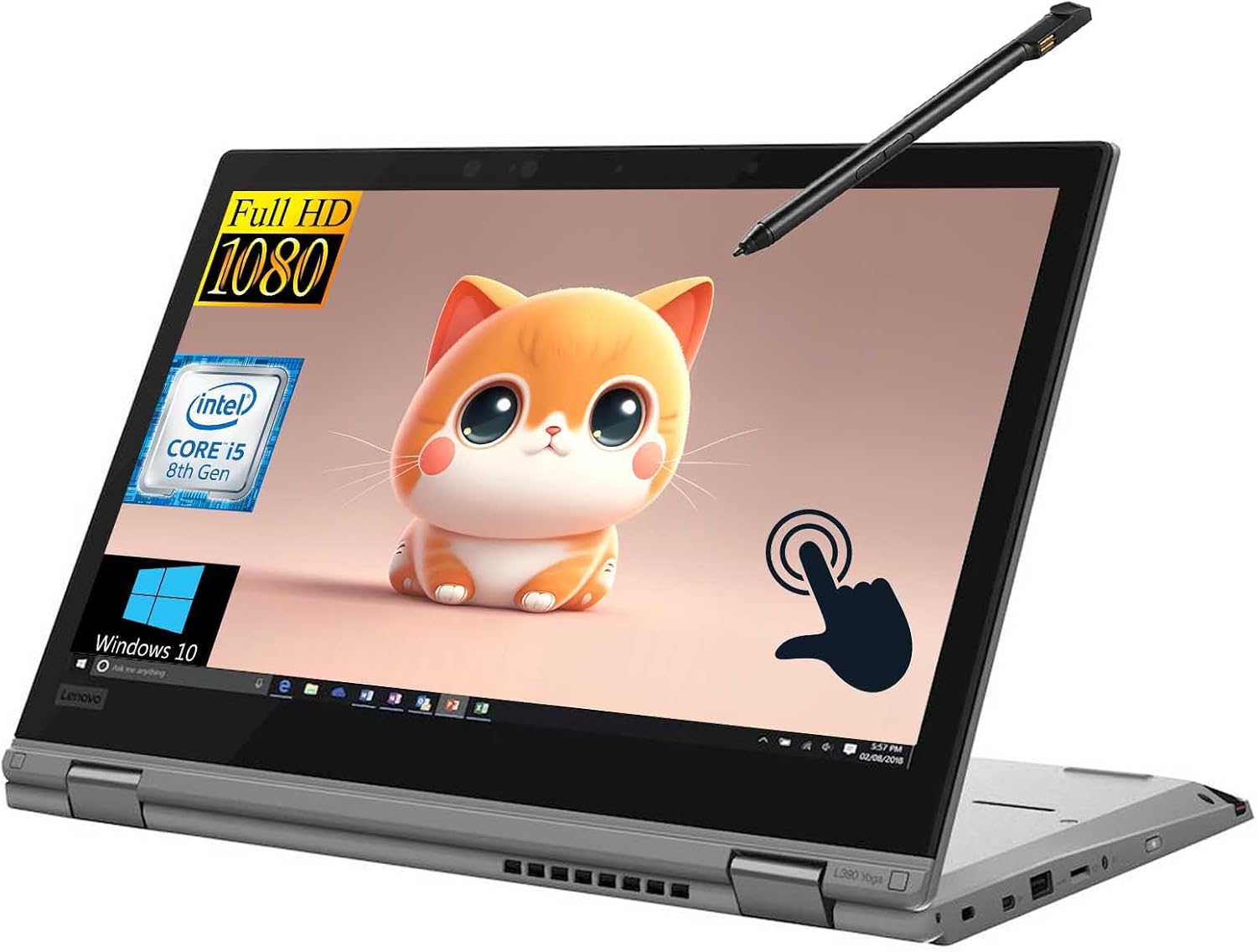 Lenovo ThinkPad L390 Yoga 2 in 1 Pre-owned Laptop ,Intel Core i5-8265U ,256 GB SSD ,8 GB ,Intel Graphics
