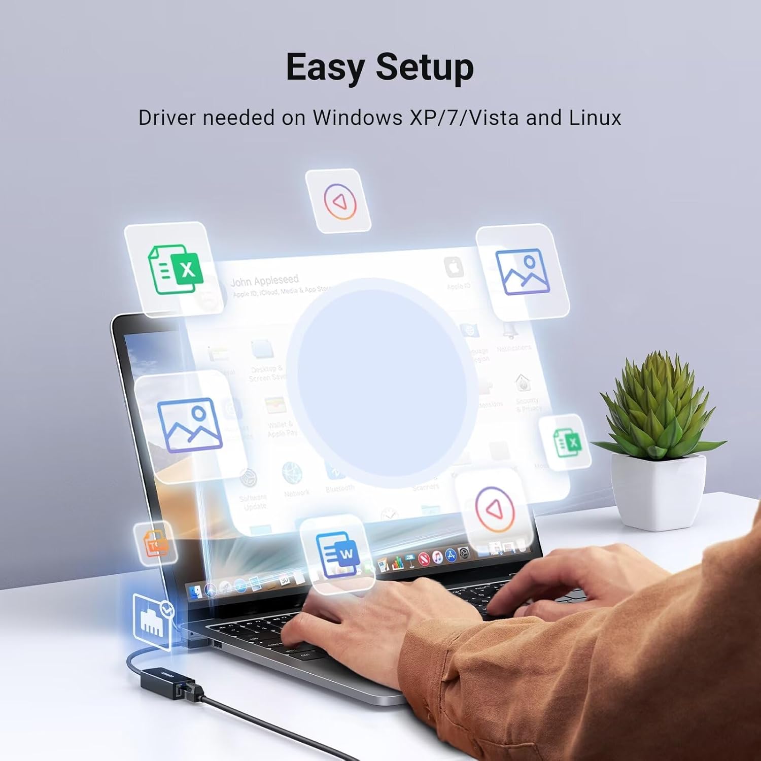 محول USB الى ايثرنت يوجرين ،USB 2 إلى إيثرنت RJ45 ،اسود - CR110