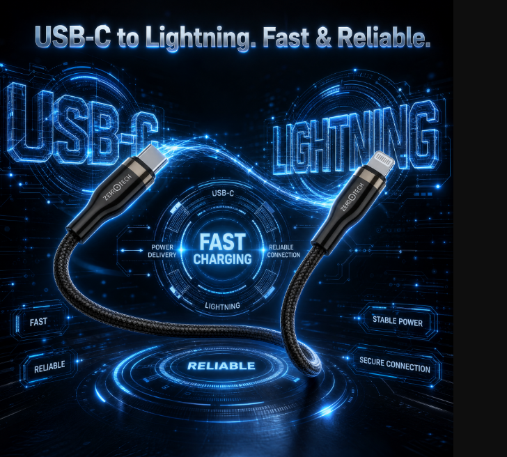 كابل شحن Type C و لايتنينج زيروتك ، طول 1 متر ، اسود - ZPCC-CL271Z