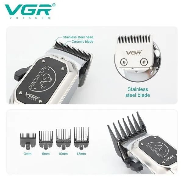 VGR Professional Rechargeable Pet Hair Clipper Dry , Silver - V-201