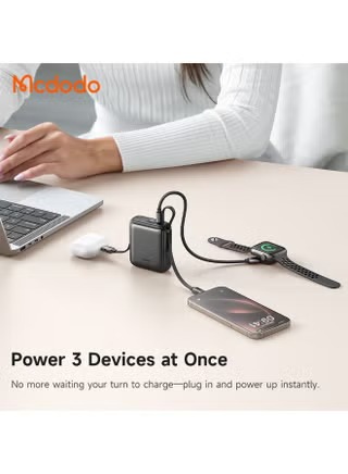 Mcdodo Wired Wired Power Bank with 2 Built-in Cables , 10000 mAh 1 Ports , Black , MC-2550