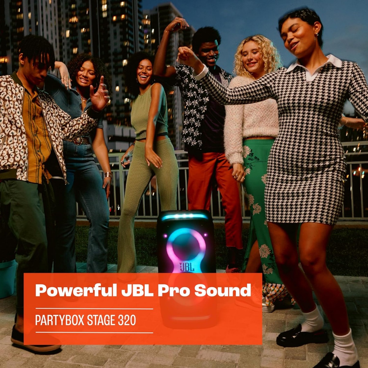 مكبر صوت بلوتوث محمول جي بي ال بارتي بوكس ستيج 320 ، اسود - JBLPBSTAGE320AM