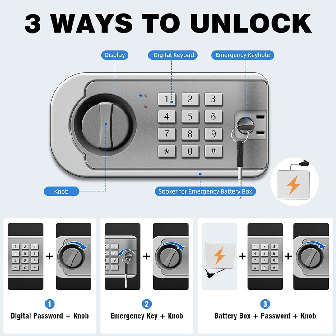 Safety Tech Digital Electronic with Key Lock Safe Box ,50 Liter ,Black - GN 50 DLE