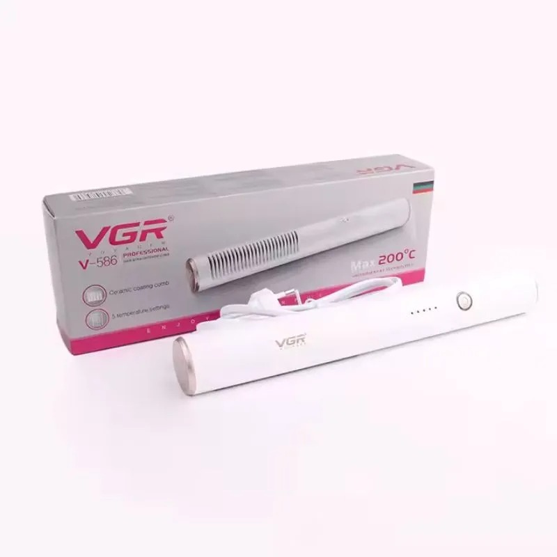 VGR Professional Electric Hair Straightening Comb 200 Celsius , White - V-586