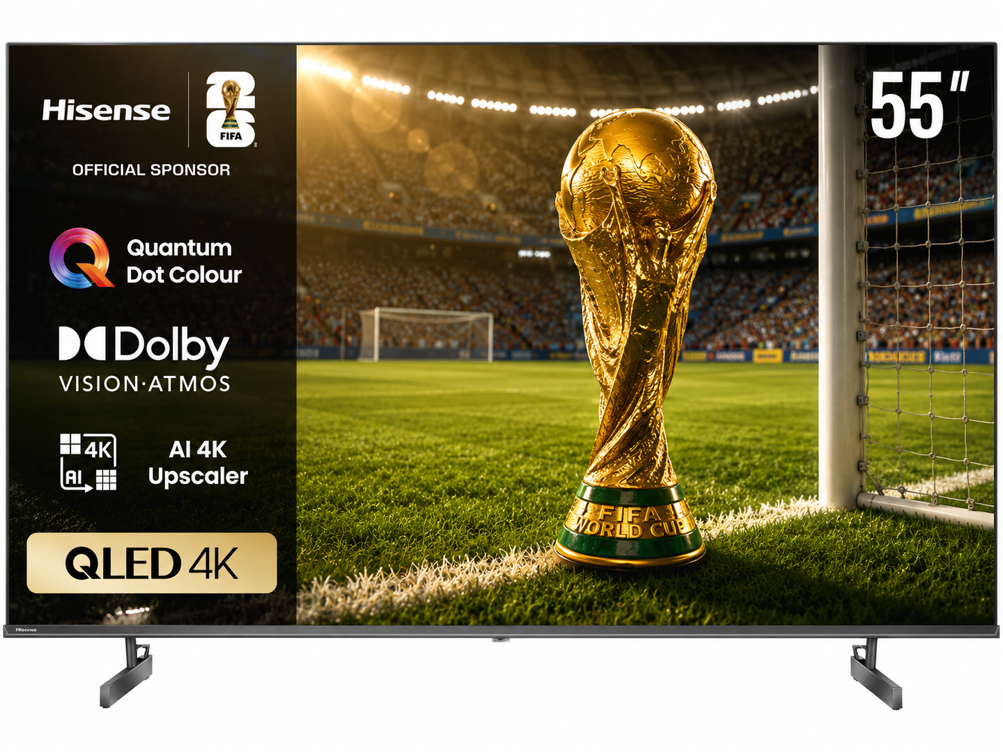 شاشة تلفزيون سمارت هايسنس ، مقاس 55 بوصة ، QLED ، دقة 4K UHD