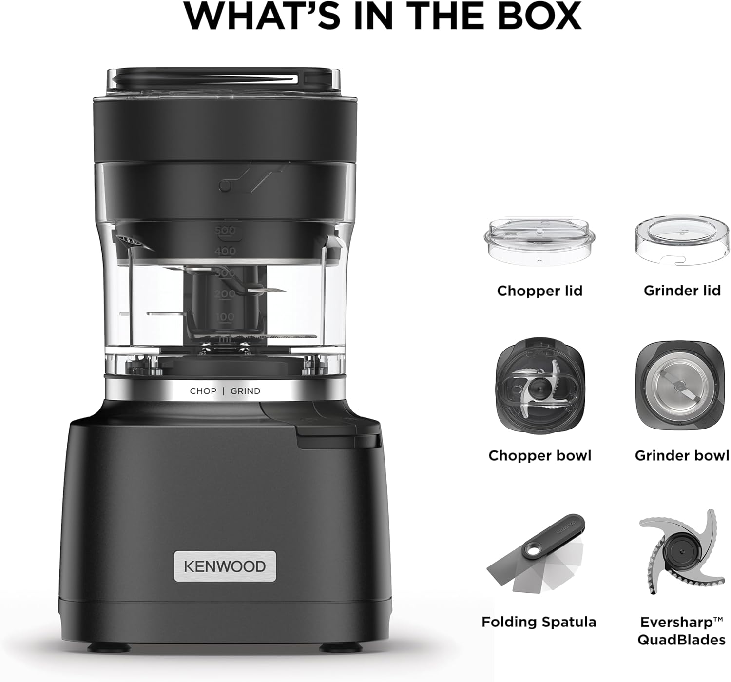 Kenwood Duo Prep Electric Chopper 500 milliliter , 800 Watt Black - CHP80BK
