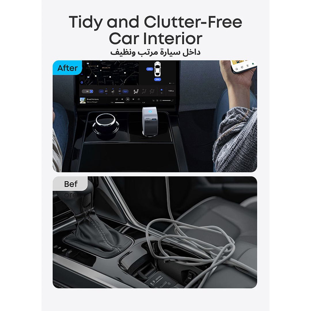Anker Car Charger with Built In Cable Type-C , 2 Ports , Type C , 75 Watt , 5 Volt , Grey - ‎AMZ-A2738