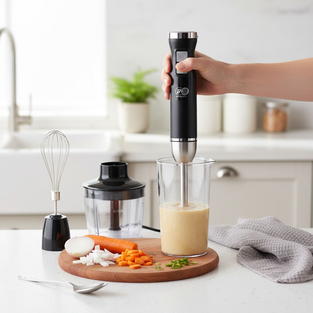 Black And White Hand Blender with Attachments 1200 Watt Black - HB-1150