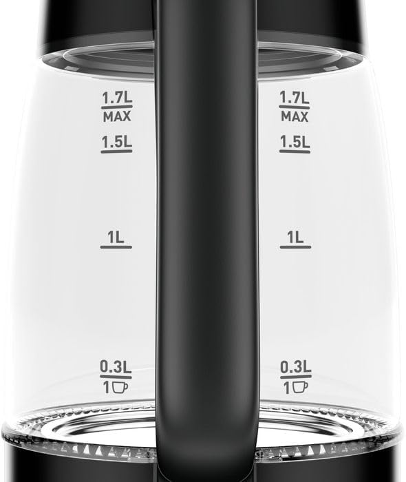 Tefal Glass Electric Kettle , 1.7 Liter 2200 Watt , Transparent and Black - KI840830