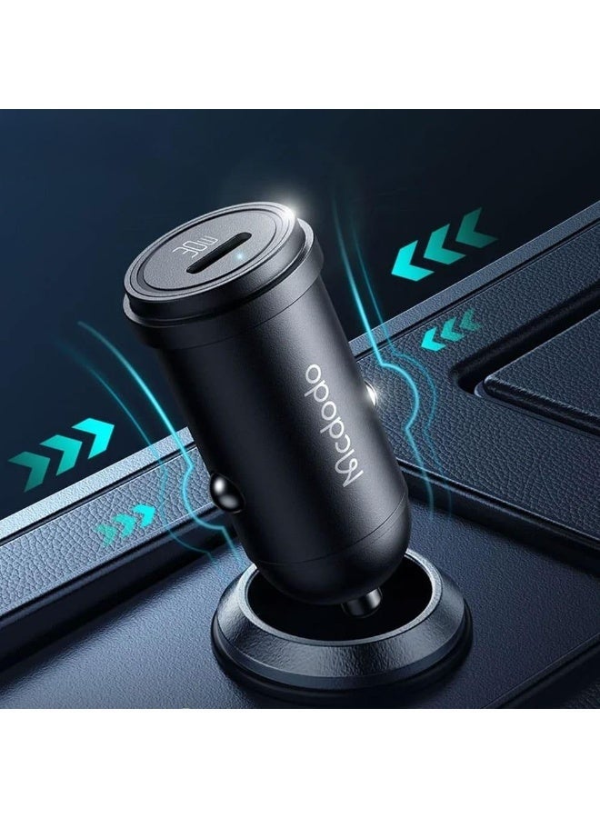 Mcdodo Car Charger with Cable Type C , 1 Ports , Type C , 30 Watt , Black - CC-7493