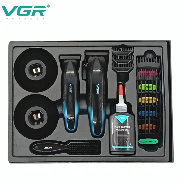 طقم قص الشعر في جي ار 2 في 1 ، تركواز واسود - V-889 S2