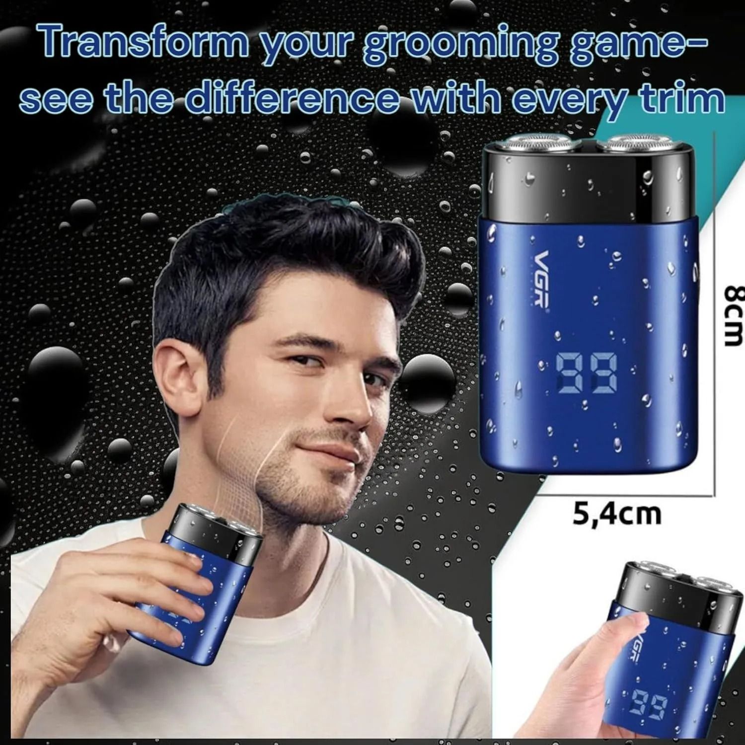 VGR Cordless Foil Shaver Wet & Dry Blue - V-347