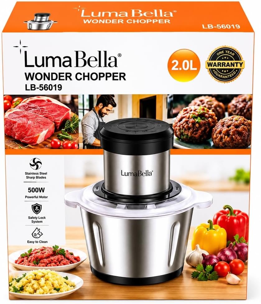 Luma Bella Wonder LB-56019 Electric Chopper 2 Liter , 500 Watt Silver Black - A1-533