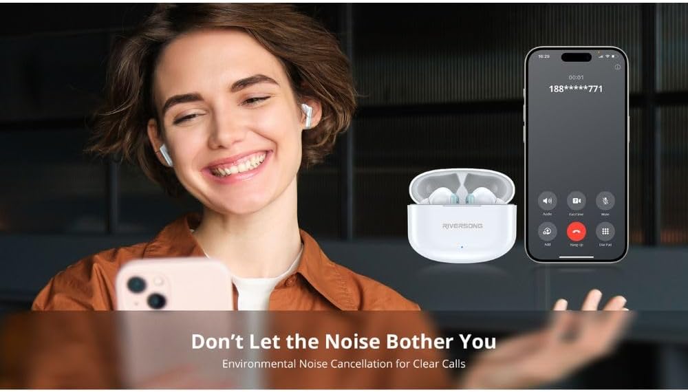 Riversong Airfly L8 Earbuds , Noise Cancellation , White - EA226