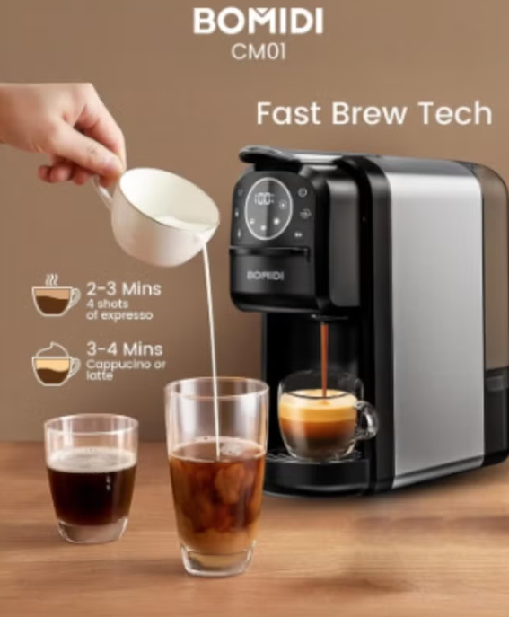 Bomidi 3 in 1 Espresso Machine , 700 milliliter 4 Cups , Black - CM01