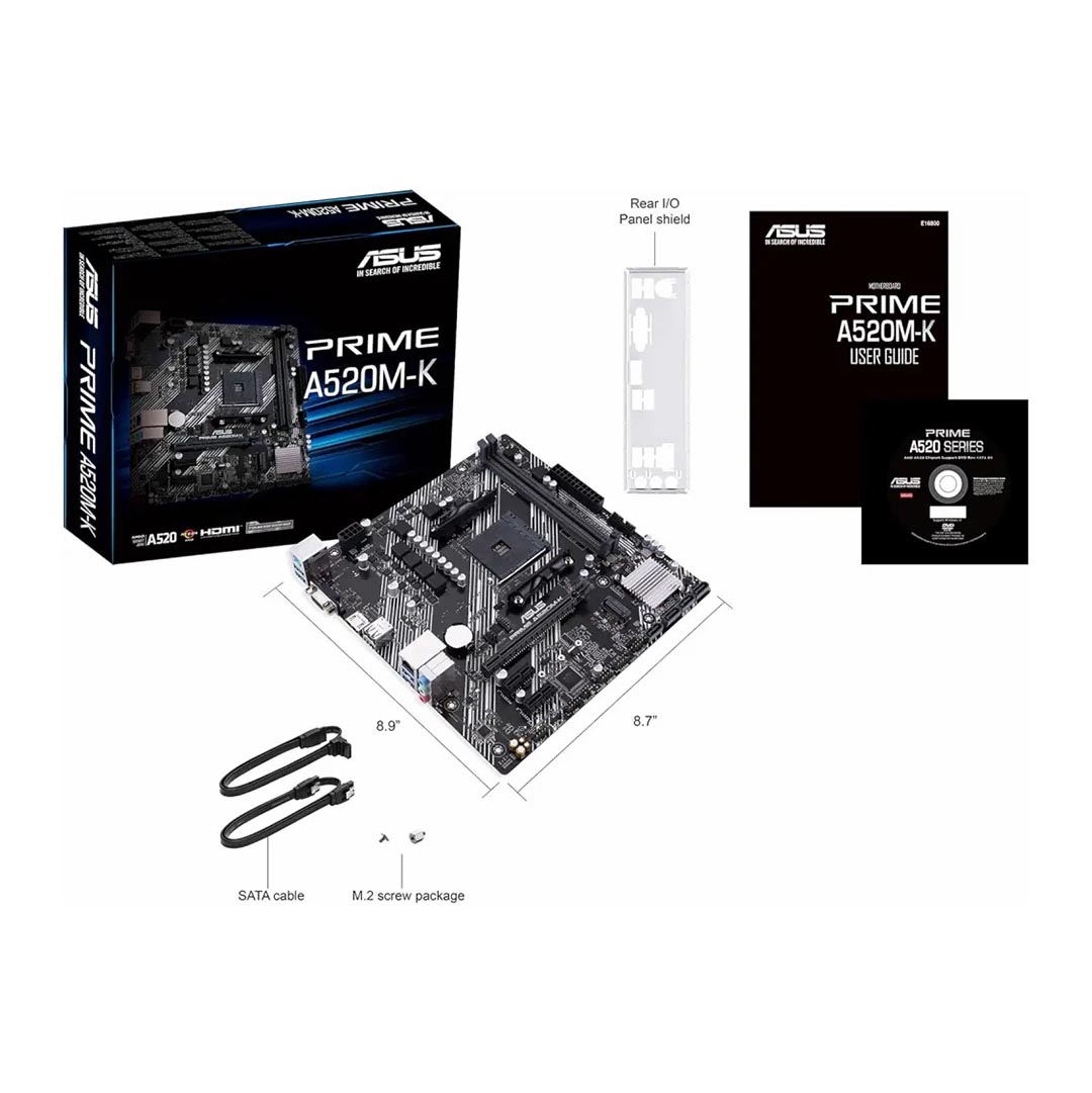 ماذر بورد اسوس برايم A520M-K ، AMD ، mATX - اسود