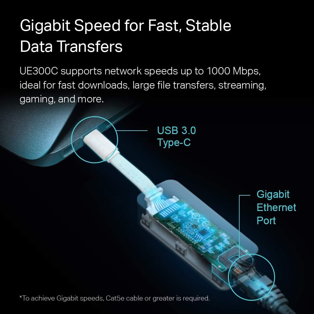 محول USB لاسلكي تي بي لينك ،USB -C الى RJ45 ،ابيض - UE300C