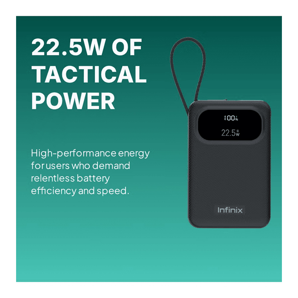 Infinix XPower 10 Pro Wired Digital Power Bank , 10000 mAh 3 Ports , Blue