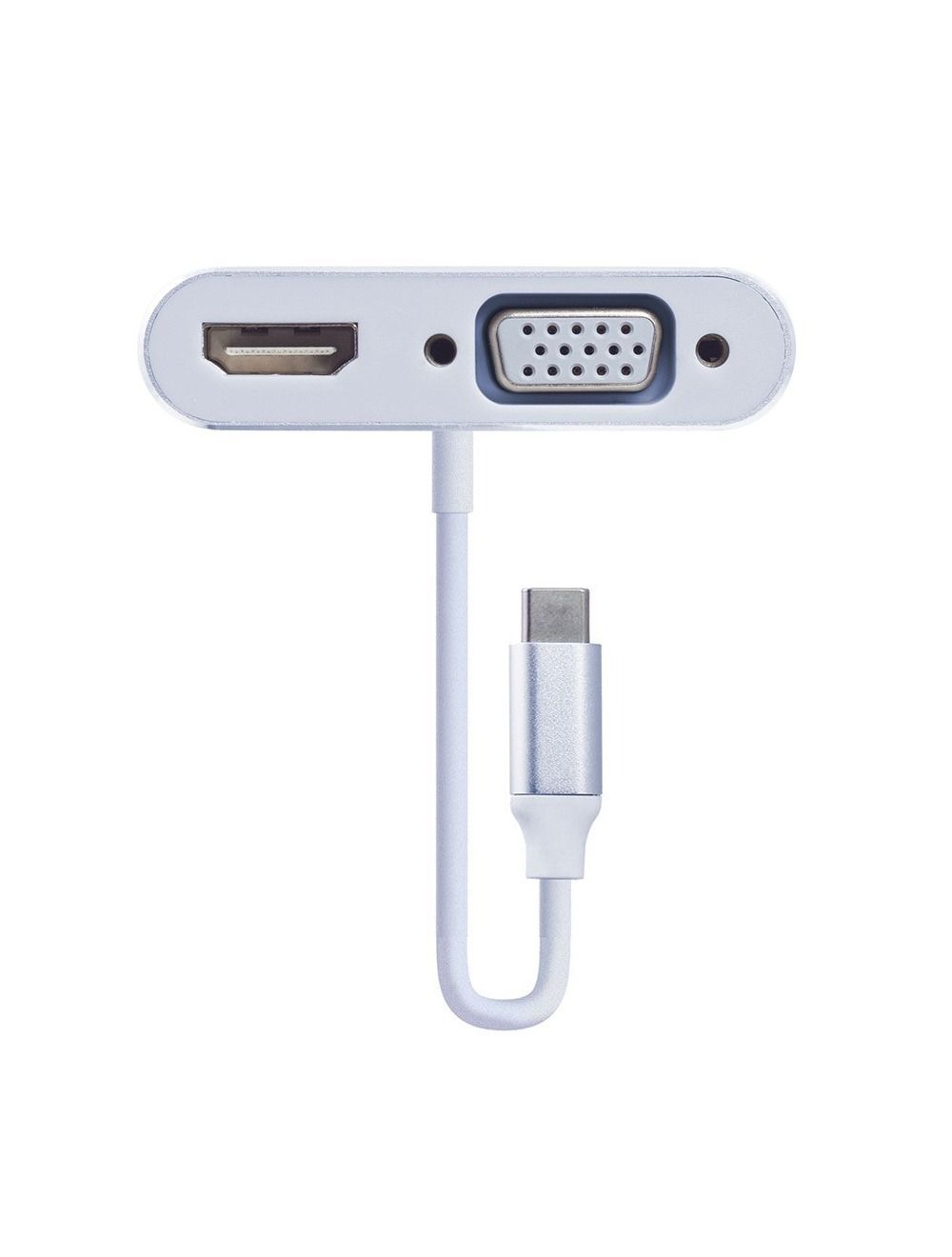 محول USB-C الى VGA و HDMI تو بي ،فضي - CV143