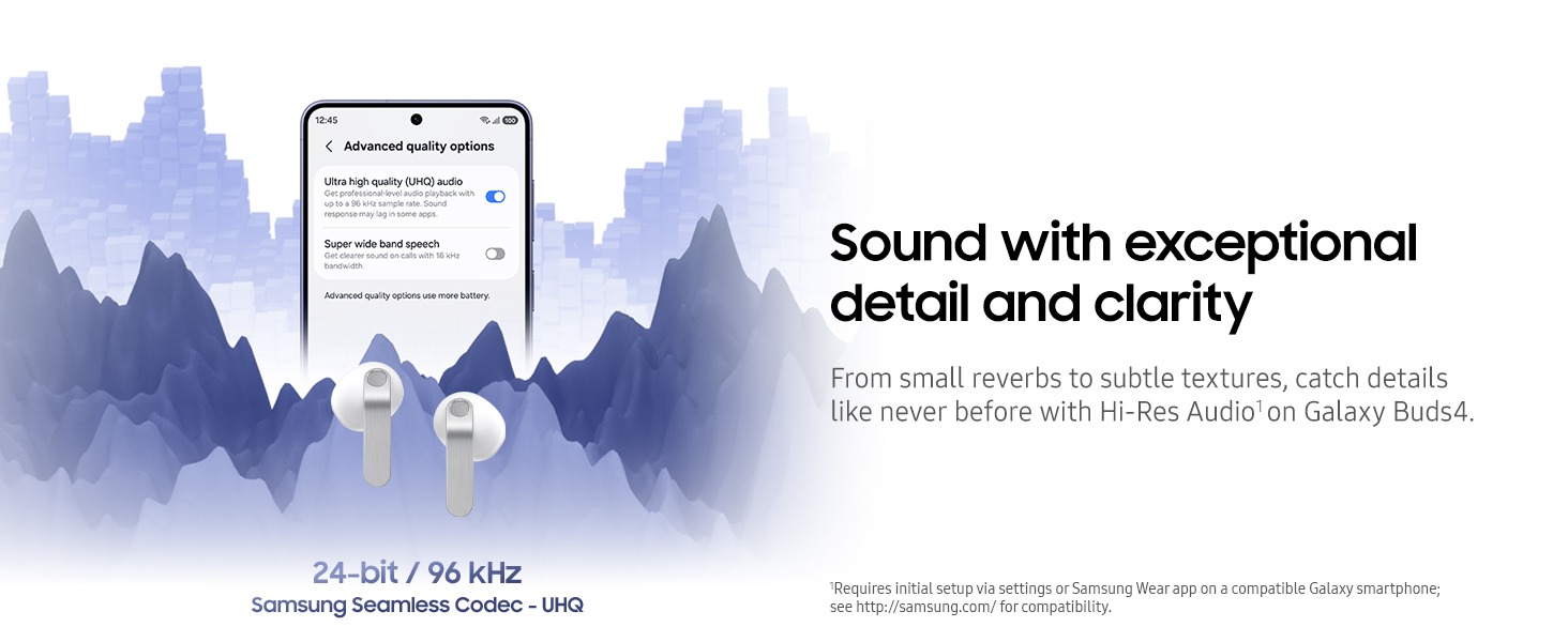 Samsung Galaxy Buds 4 Earbuds , Active Noise Cancellation , White