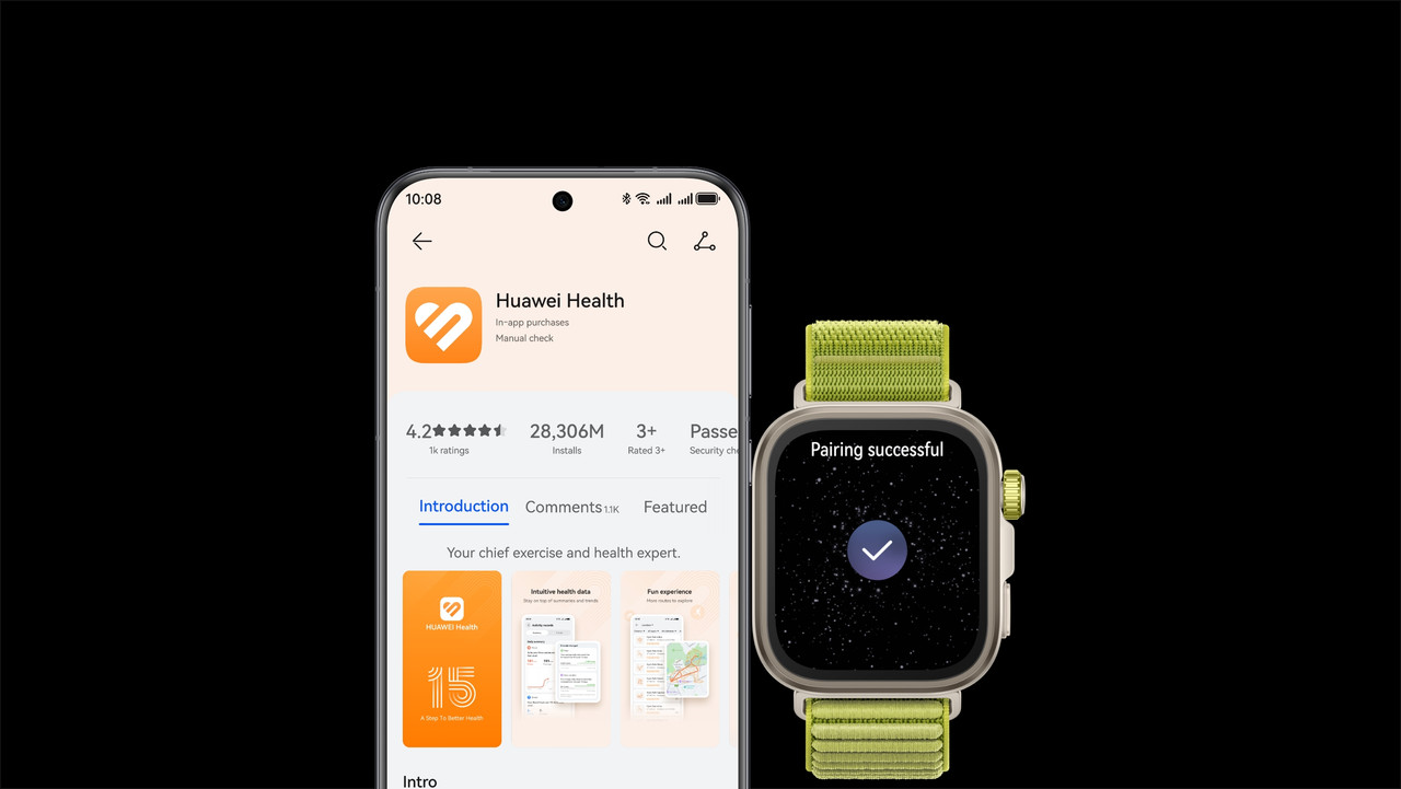 Huawei Fit 4 Pro Smart Watch with Earbuds , 1.82 Inch Green Grey