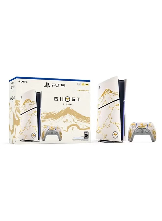 Sony PlayStation Console PlayStation 5 Ghost of Yotei Limited Edition Disc UAE Version 1 Terabyte ,1 Controllers ,White Gold - CFI2016A01GOYLIMITED