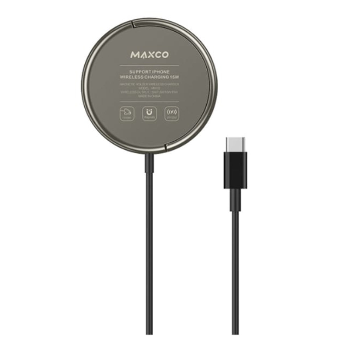 Maxco Magnetic Holder Wireless Charger , 15 Watt , Black - MW10