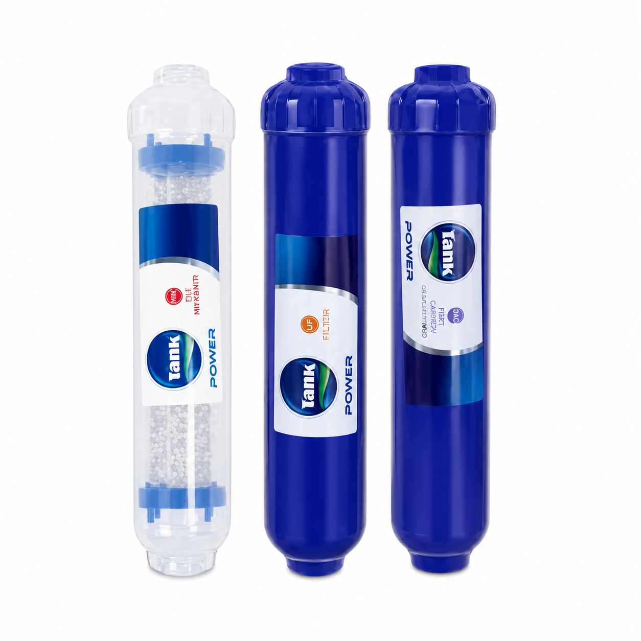 Tank Power Plus Water Filter Cartridges , 3 Cartridges Transparent and Blue