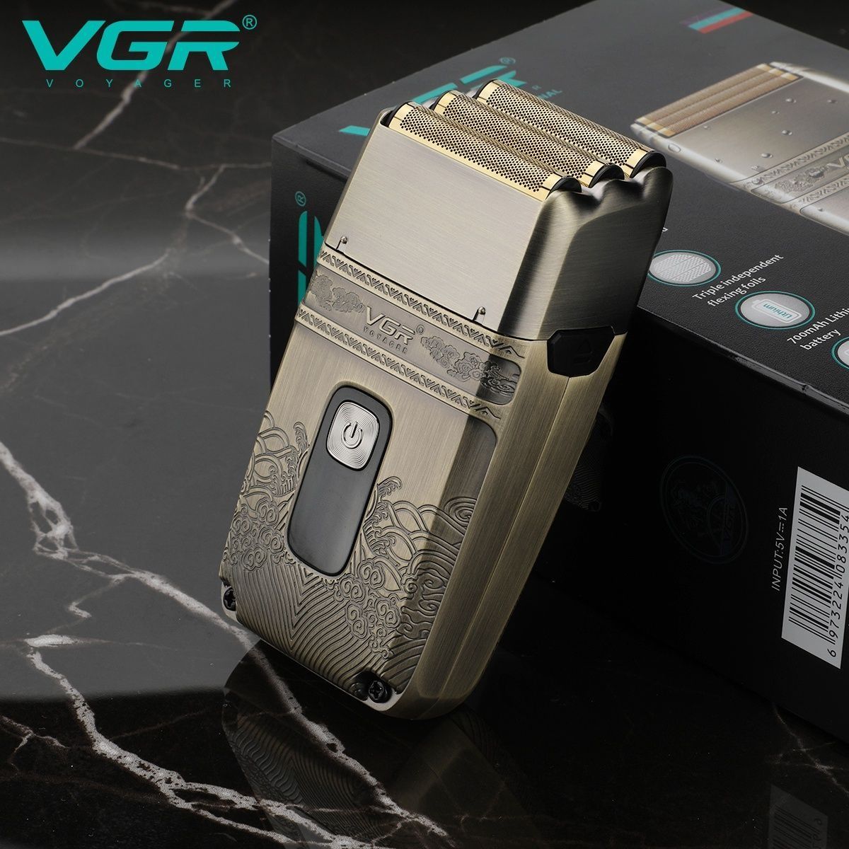 VGR Professional Cordless Foil Shaver Wet & Dry Gold - V-335