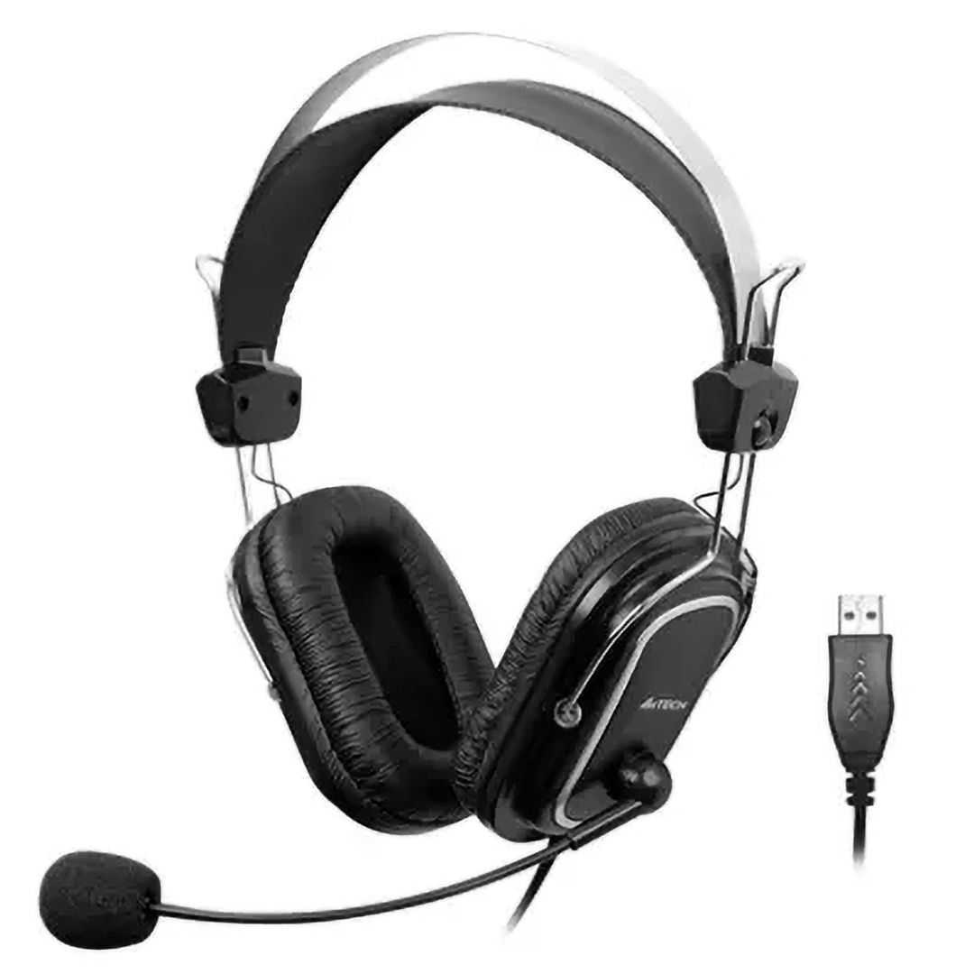 A4Tech Wired Over Ear Headphones with Microphone , Black - HU-50