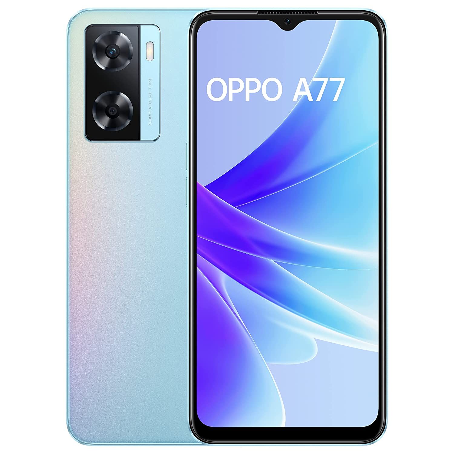 اوبو A77 ، سعة 128 جيجا بايت ، رام 4 جيجا بايت ، شبكة 4G LTE ، شريحتين - ازرق سماوي