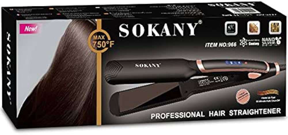 Sokany Hair Straightener 750 Fahrenheit , Black - 966