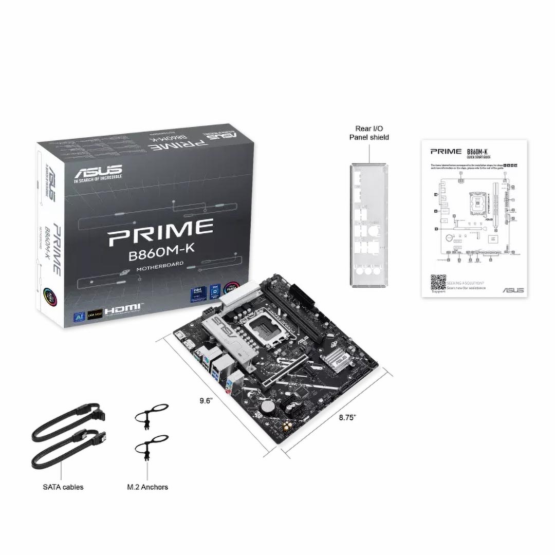 Asus PRIME B860M-K Motherboard , Intel mATX Black
