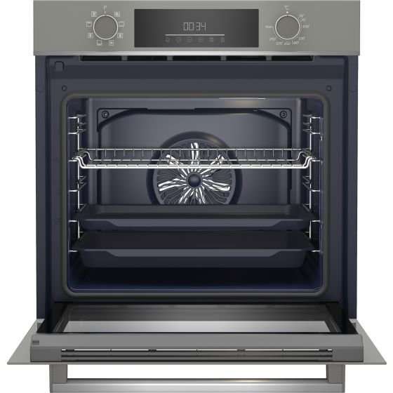 Beko Gas Built in Hob ,60 Centimeter 4 Burners ,Grey - BOCD T 6010 EGE, with Beko Built-In Decorative Hood - BHCA66741BGHSE, with Beko Built In Electric Oven, with Grill, 60 CM- BBIM17300MGD