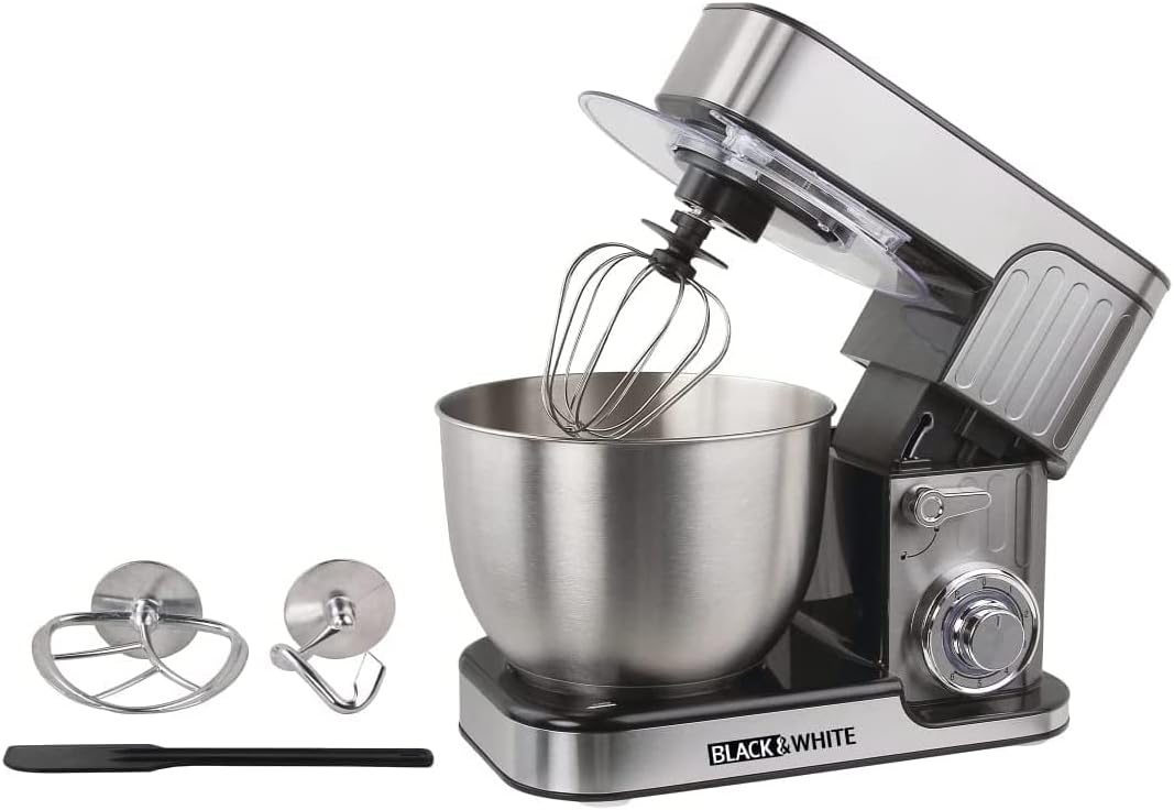 Black & White Stand Mixer 6.5 Liter Stainless Steel - SC-312